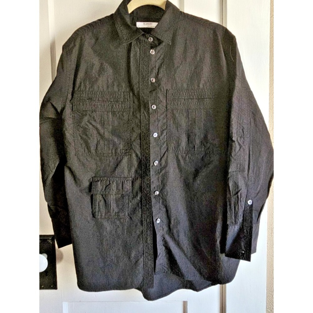 Banana Republic BR SPORT woman Sz XS black button Utility oversized Nylon jacket